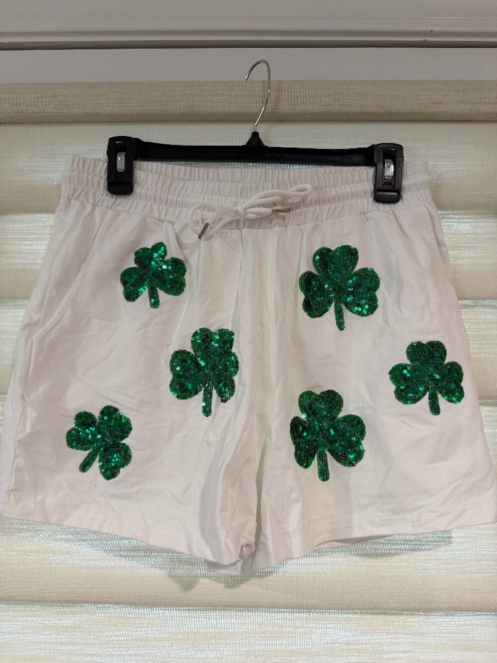 Sparkle City sequin shamrock shorts (size M)